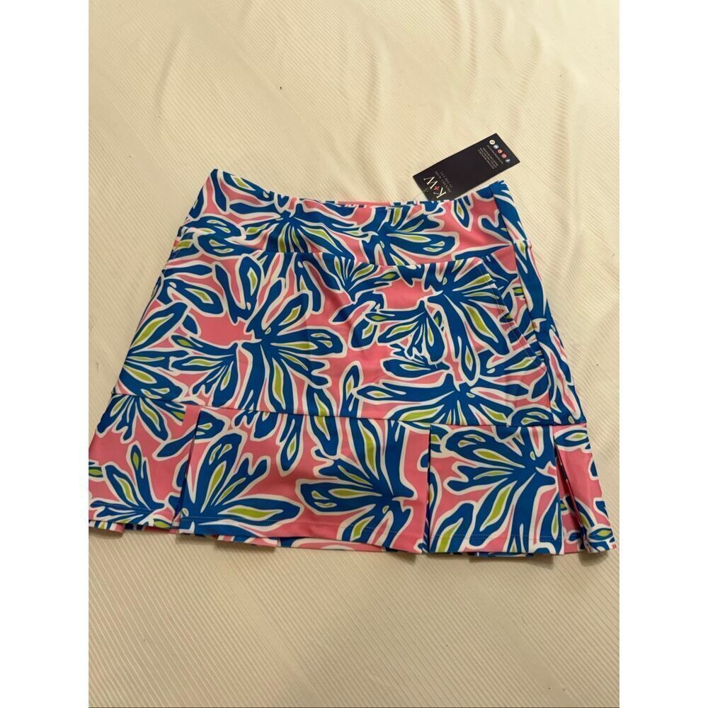 NWT Katherine Way Pink Floral Golf Pickleball Skort Skirt Size XS New